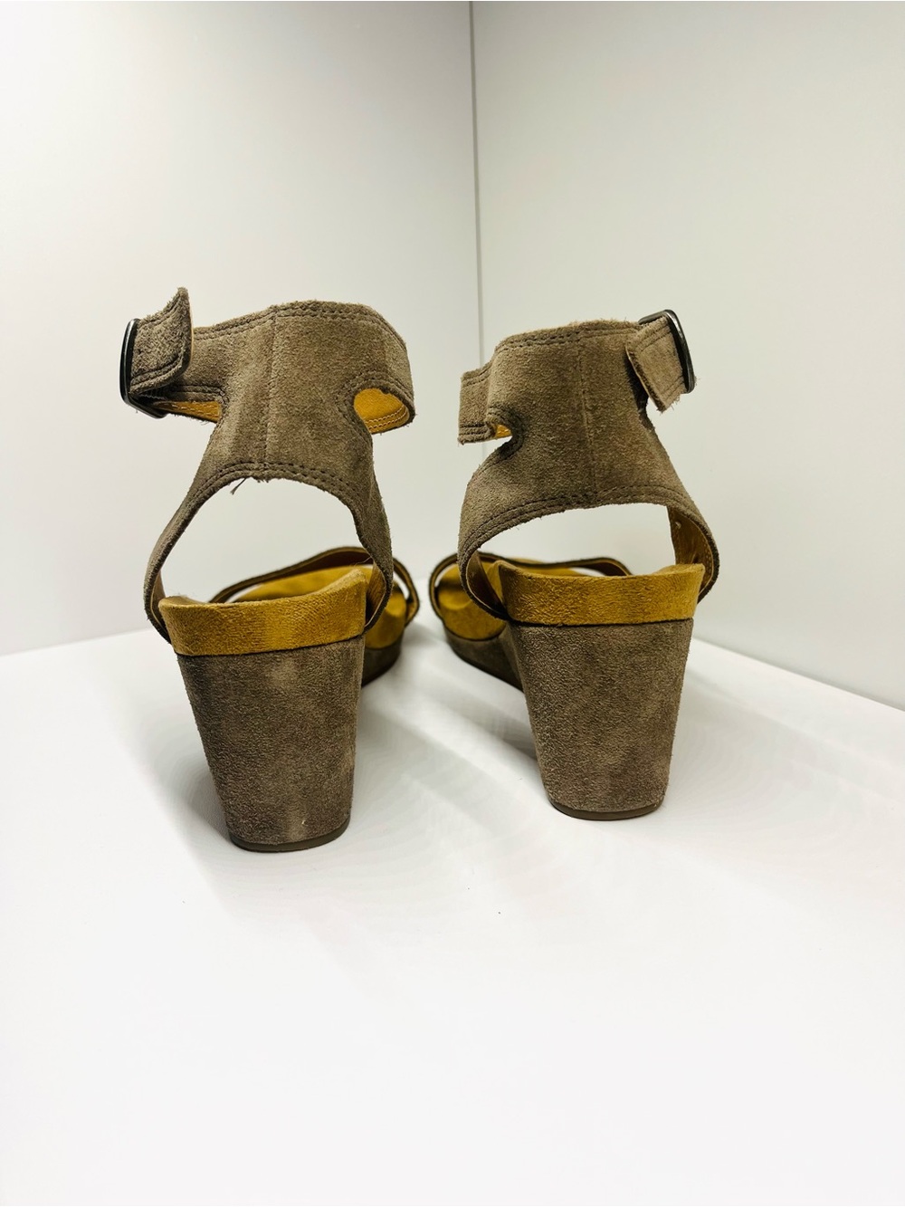 Lucky Brand Suede Wedge Sandals in Taupe - Picture 2 of 5